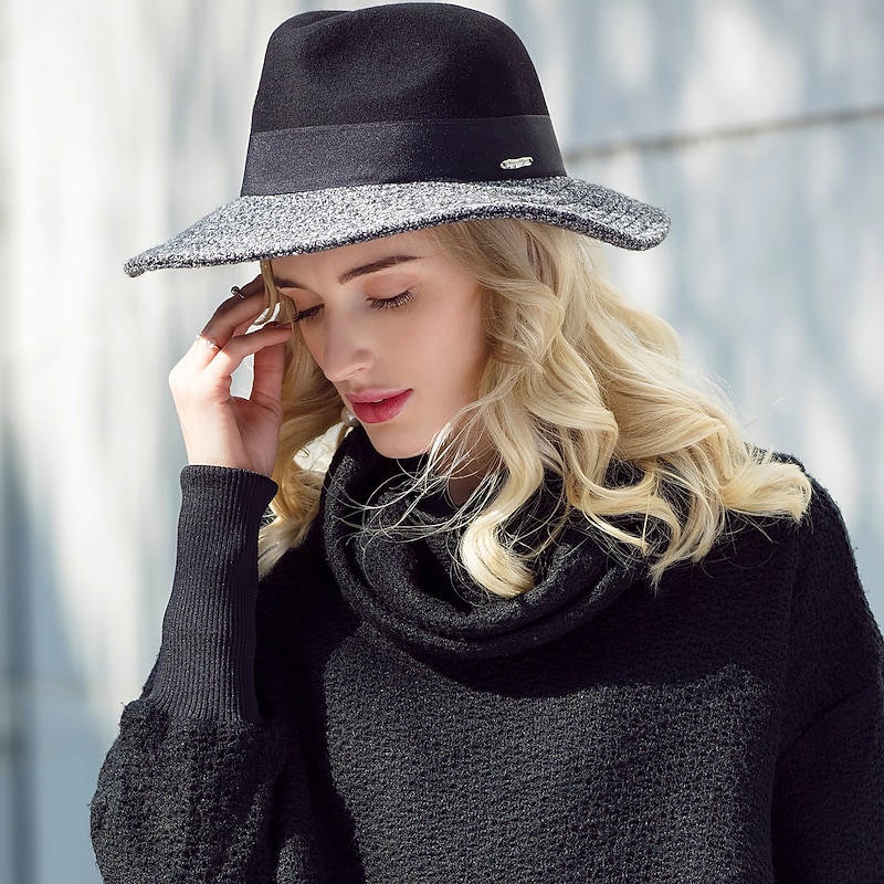 Hats 100% Wool Fedora Hat Top Hat Casual Holiday Elegant Wedding With Splicing Headpiece Headwear2