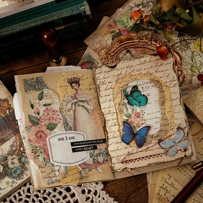 100 Sheets of Retro cultural Background Floral Art Stickers - Perfect for DIY Project3