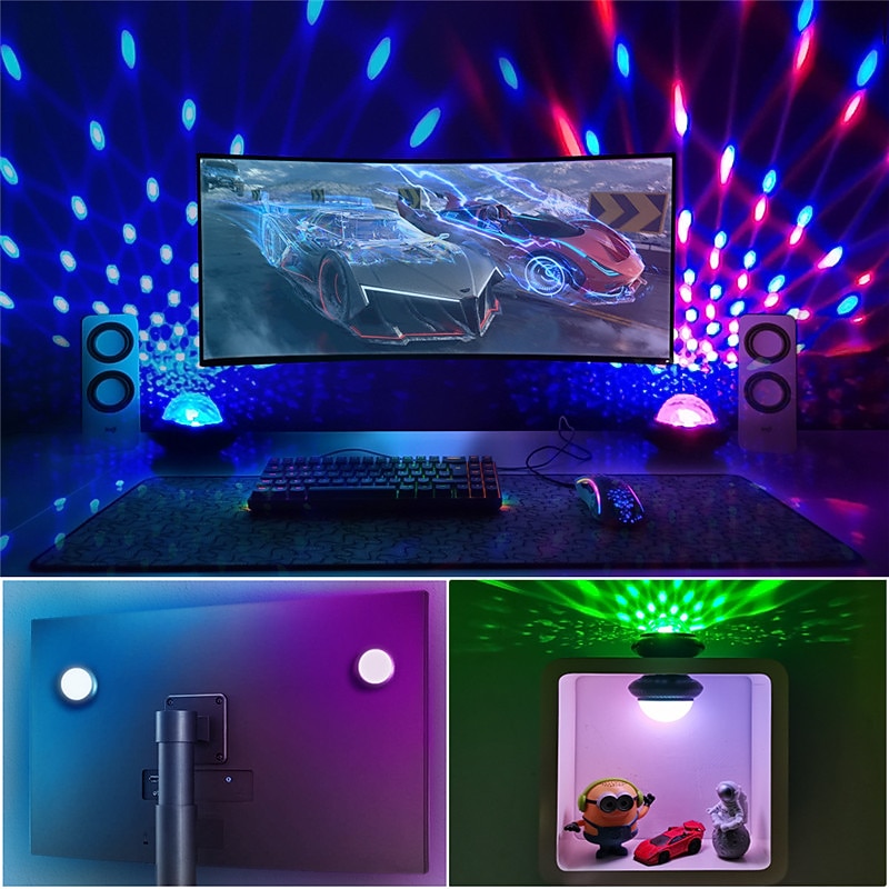 1pc DJ Disco Ball Stage Light Auto Strobe Party Lighting Mini Portable Voice Control Birthday Dance Club Bar Decorative Lamps2