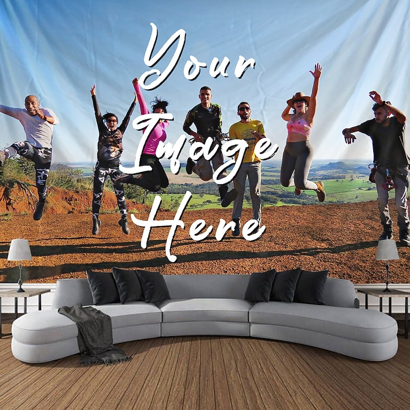 Customized Hanging Tapestry with Your Photo Wall Art Mural Decor Photograph Backdrop Home Bedroom Living Room Decoration (suggest photo definition 3Mo or above)
