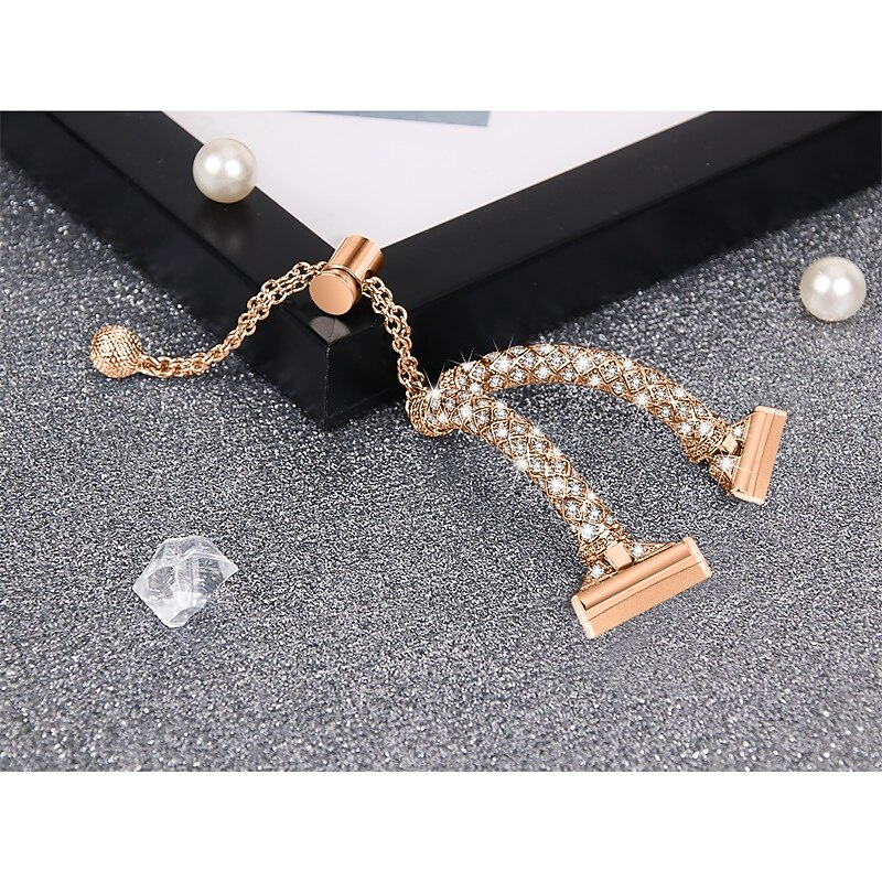 Smart Watch Band Compatible with Fitbit Versa 4, Sense 2, Versa 3, Sense Stainless Steel Smartwatch Strap Women Glitter Crystal Jewelry Bracelet Replacement  Wristband3