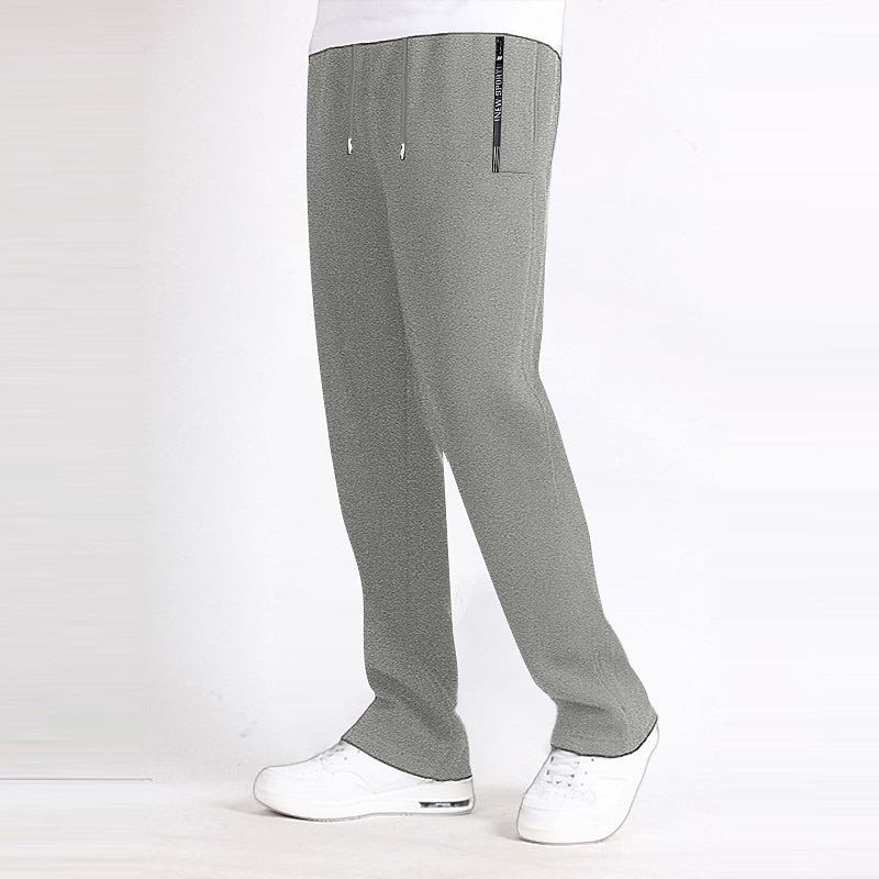 Men's Fleece Pants Sweatpants Joggers Trousers Drawstring Elastic Waist Straight Leg Plain Comfort Warm Casual Daily Holiday Sports Fashion Black Black Straight Leg Micro-elastic2
