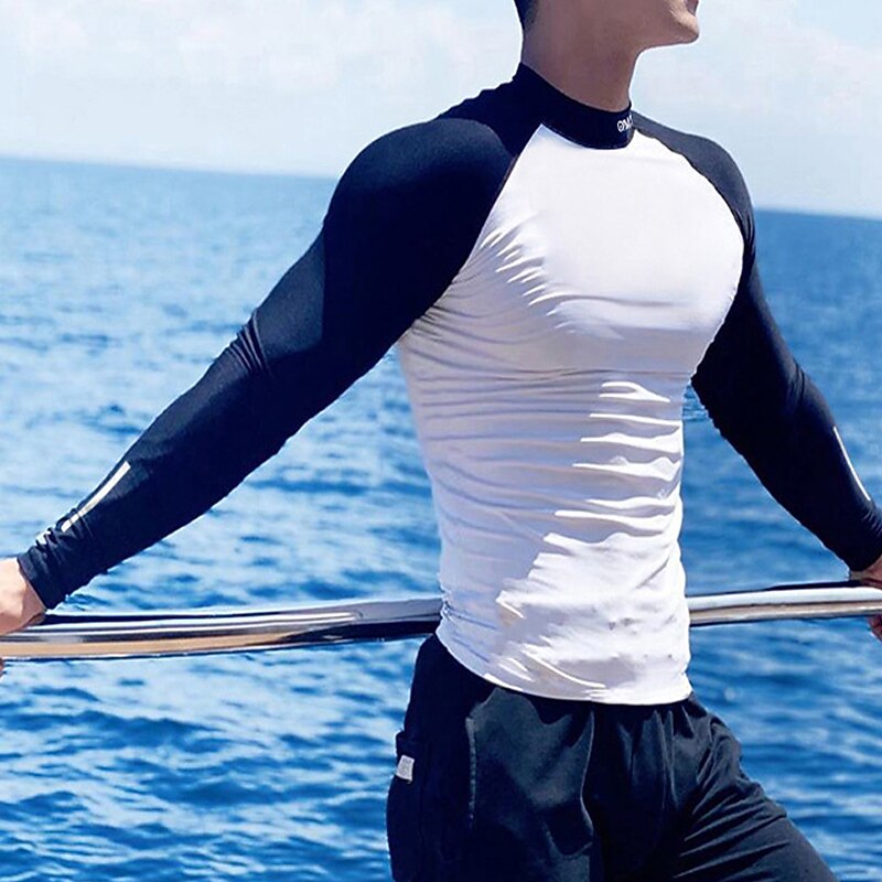 Men's T shirt Tee Gym Shirt Compression Shirt Training Shirt Workout Shirts Stand Collar Long Sleeve Training Sports & Outdoor Fitness Casual Daily Gym Quick dry High Stretch Sweat wicking Soft Color3