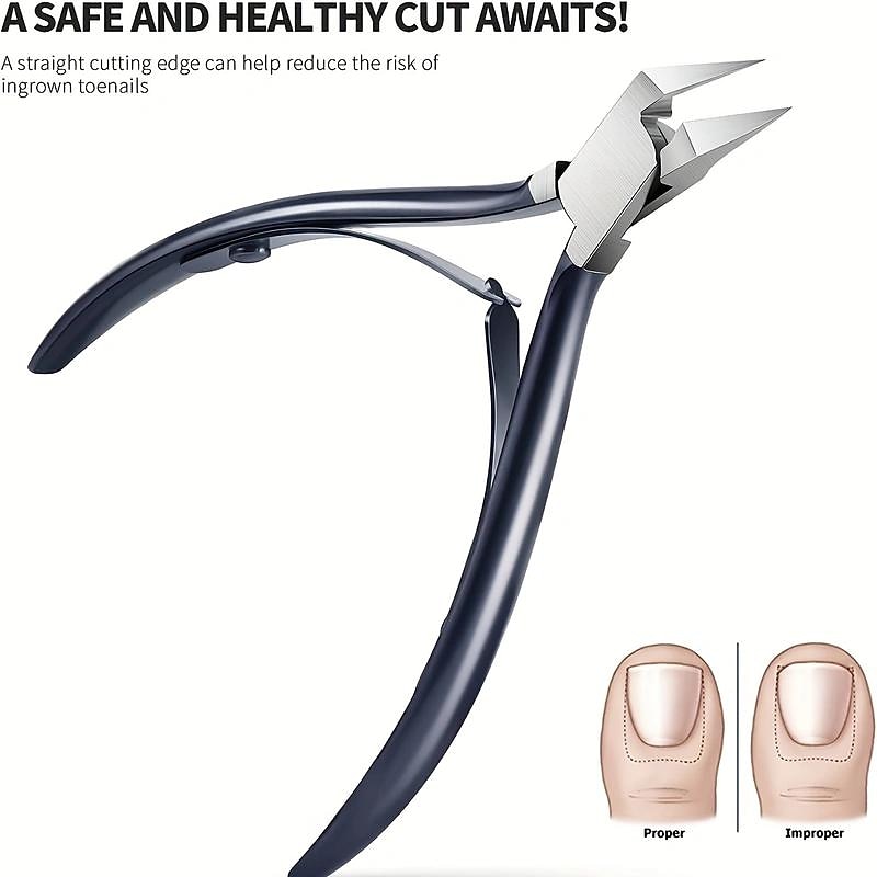 Stainless Steel Toenail Clippers with Sharp Pointed Tip for Ingrown and Thick Nails - Wide Jaw Podiatry Care Tool4