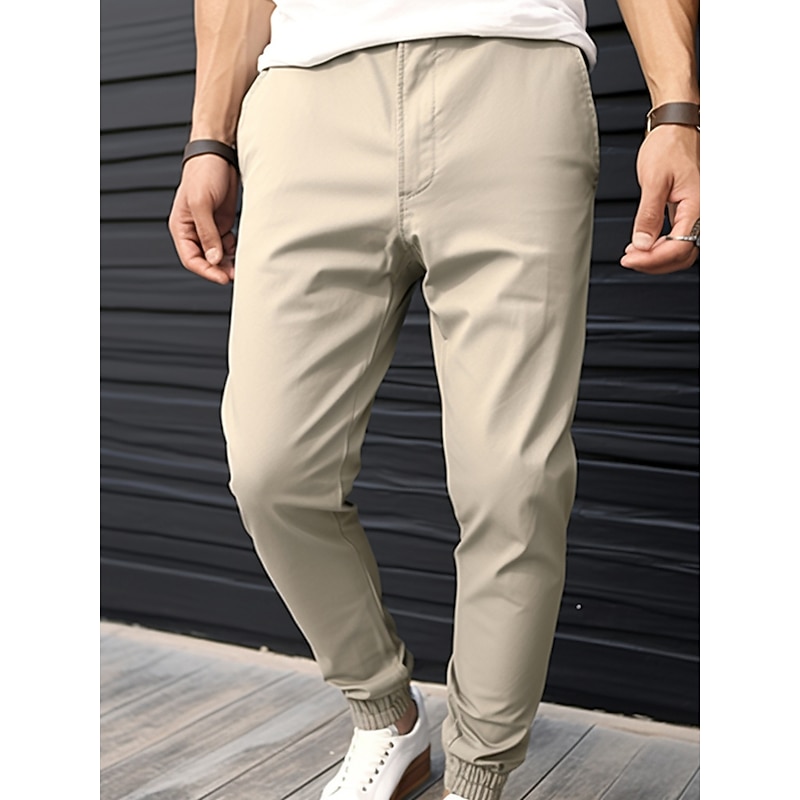 Men's Joggers Trousers Chinos Casual Pants Pocket Elastic Waist Plain Comfort Breathable Outdoor Daily Going out Fashion Casual Black Army Green