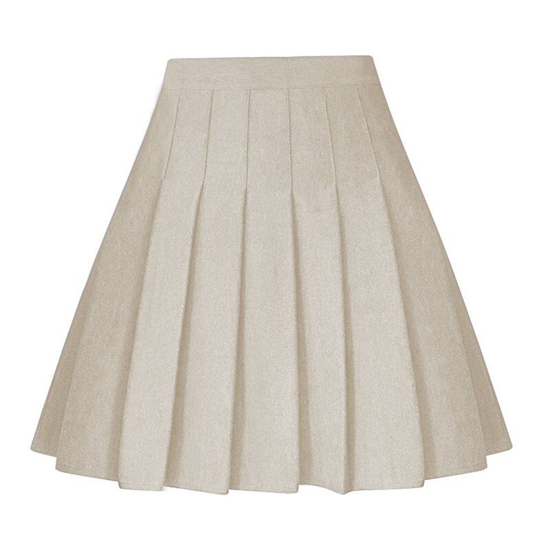 Women's A Line Above Knee High Waist Skirts Pleated Solid Colored Homecoming Casual Daily Spring &  Fall Fashion Apricot Black Brown Grey3