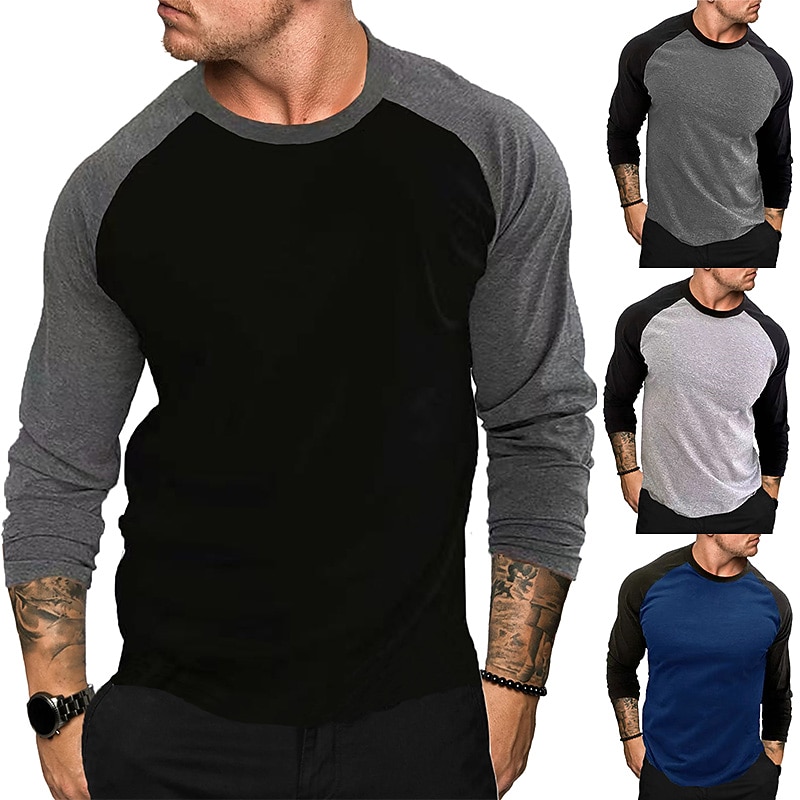 Men And Women Solid / Plain Color Crew Neck T-shirt Normal Casual Daily Wear Date Raglansleeve Basic Clothing Apparel