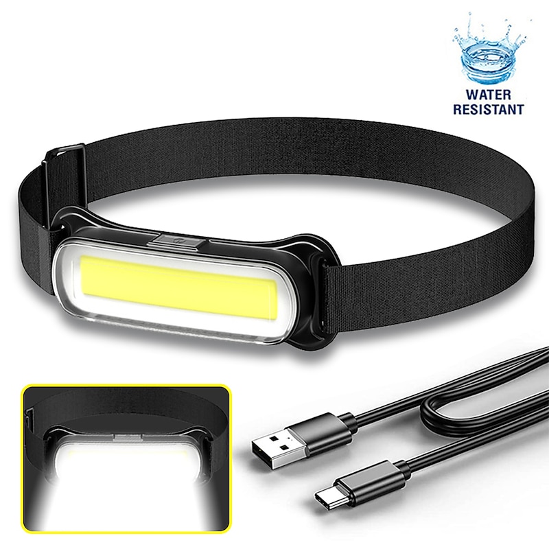 USB Rechargeable LED Headlamp 3 Modes Fishing Camping Lantern Waterproof Mini Headlight Portable Floodlight COB Head Torch