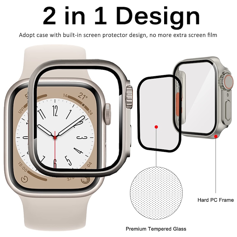 Watch Case with Screen Protector Compatible with Apple Watch Series 8 7 41mm 45mm / Series 6 5 4 SE 40mm 44mm Scratch Resistant Dust Proof Bumper Full Cover Hard PC Watch Cover2