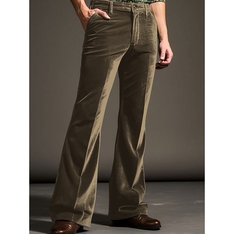 Men's Dress Pants Flared Pants Bell Bottom Trousers Suit Pants Pocket Plain Comfort Breathable Outdoor Daily Going out Fashion Casual Blue Green
