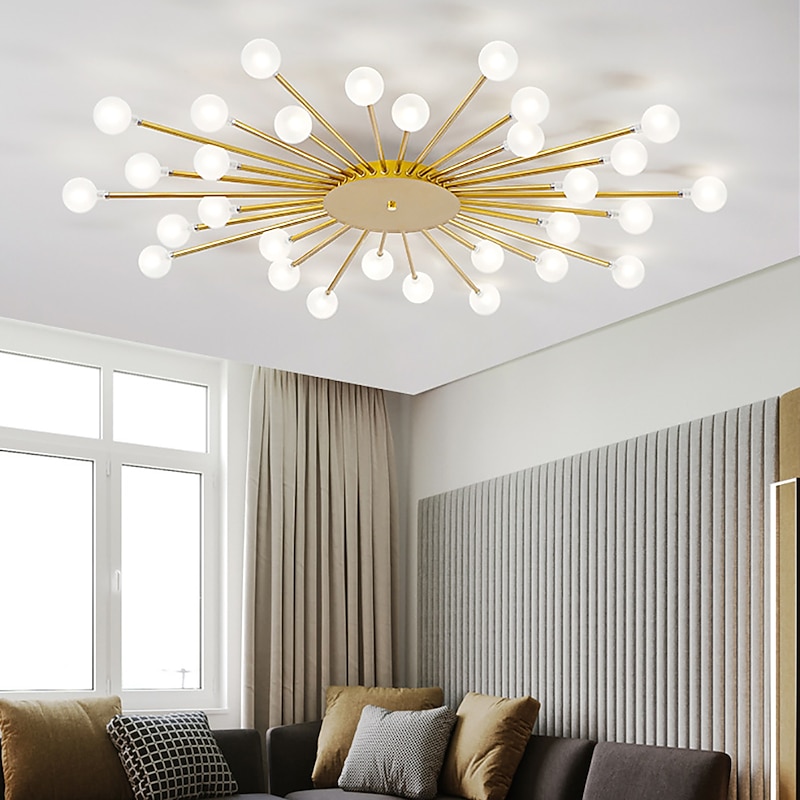 Modern Semi-recessed Ceiling Lamps 18 Head 24 Head 36 Head Ceiling Lamps Glass Globe G4 Base LED Chandelier Suitable for Kitchen Living Room Dining Room Bedroom Corridor AC110 AC220V2