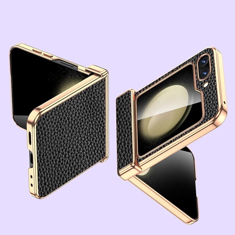 Phone Case For Samsung Galaxy Z Flip 5 Back Cover Shockproof Genuine Leather