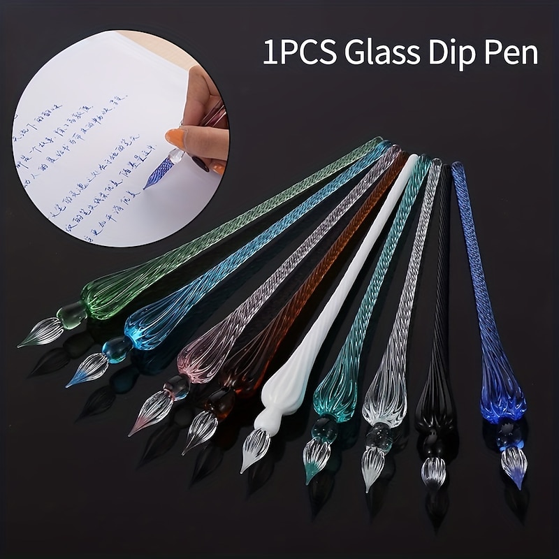 Vintage Glass Pen Color Ink Dipped Fountain Pen Water Proof Pen Comic Color Practice Calligraphy Supplies For Art Painting