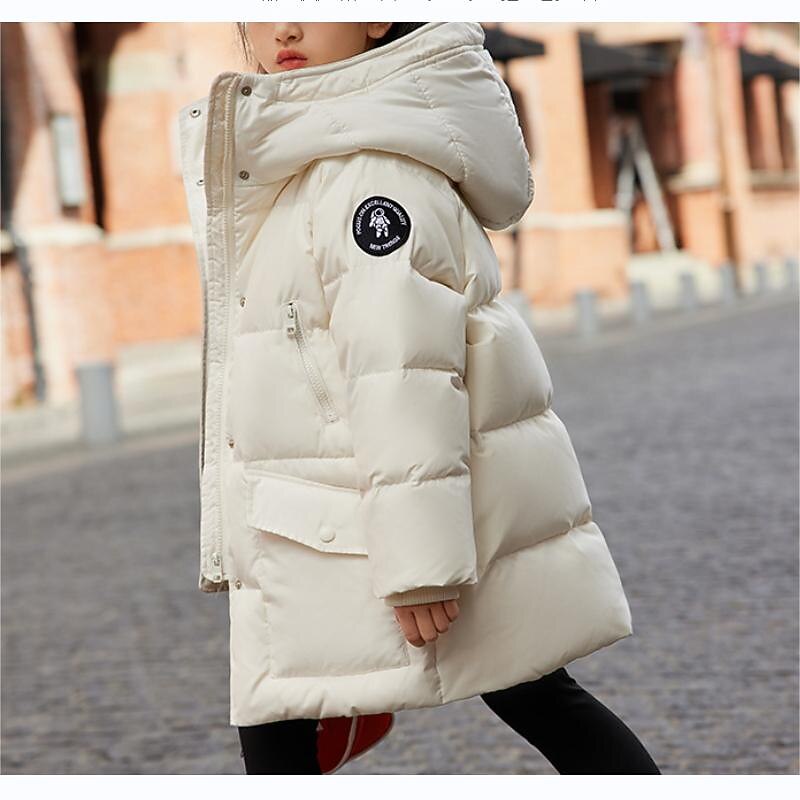 Kids Girls' Down Coat Kids Puffer Jacket Adorable Zipper School Coat Outerwear 7-13 Years Spring White Red4
