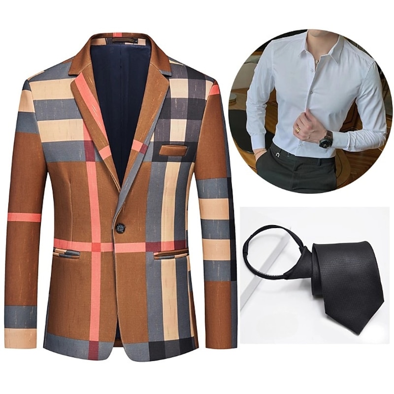 Retro Vintage Roaring 20s 1920s Outfits Suits & Blazers The Great Gatsby Gentleman Fancy Dress Men's Masquerade Party Party & Evening Bachelorette Party Adults' Coat Blouse Tie2