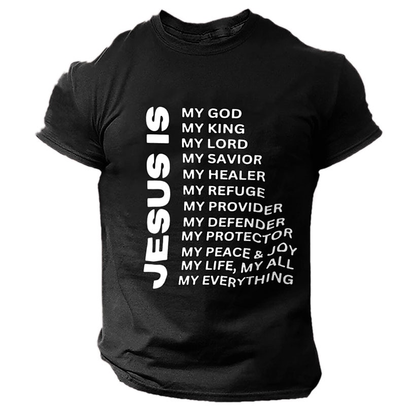 Men's Faith Graphic T-Shirt - Jesus Is My Everything Devotional Red Short Sleeve Crew Neck Tee