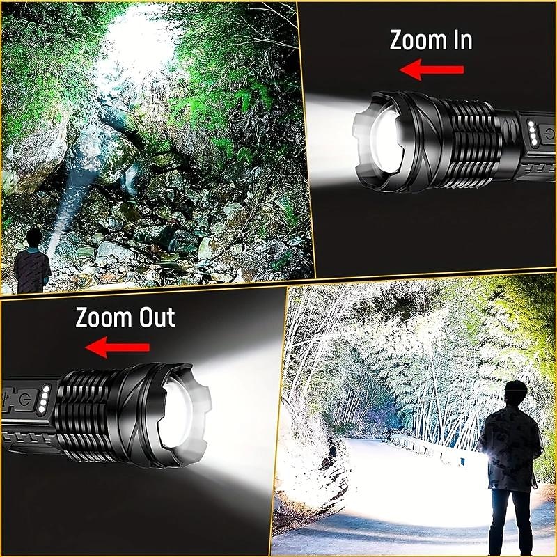 LED Rechargeable Zoom Tactical Flashlights Powerful Portable & Durable LED Light for Outdoor Hiking Camping3