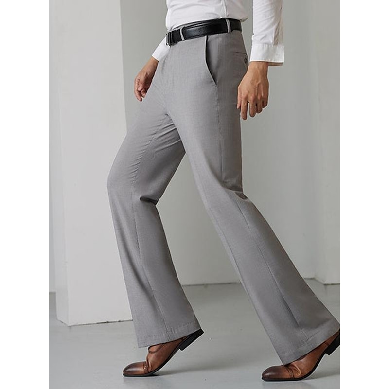 Men's Dress Pants Flared Pants Trousers Suit Pants Pocket Plain Comfort Breathable Outdoor Daily Going out Fashion Casual Black White