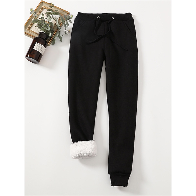 Women's Sweatpants Fleece Pants Pants Trousers Active Streetwear Casual Full Length High Waist Plain Drawstring Pocket Elastic Waist Thermal Warm Breathability Soft Micro-elastic Outdoor Street Sport2
