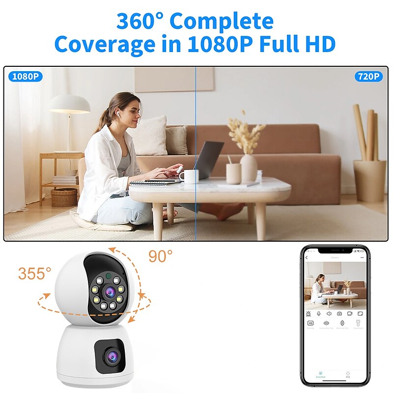 Dual Lens WiFi Camera Baby Monitor Smart Home Auto Tracking Indoor Home Security CCTV Video Surveillance2