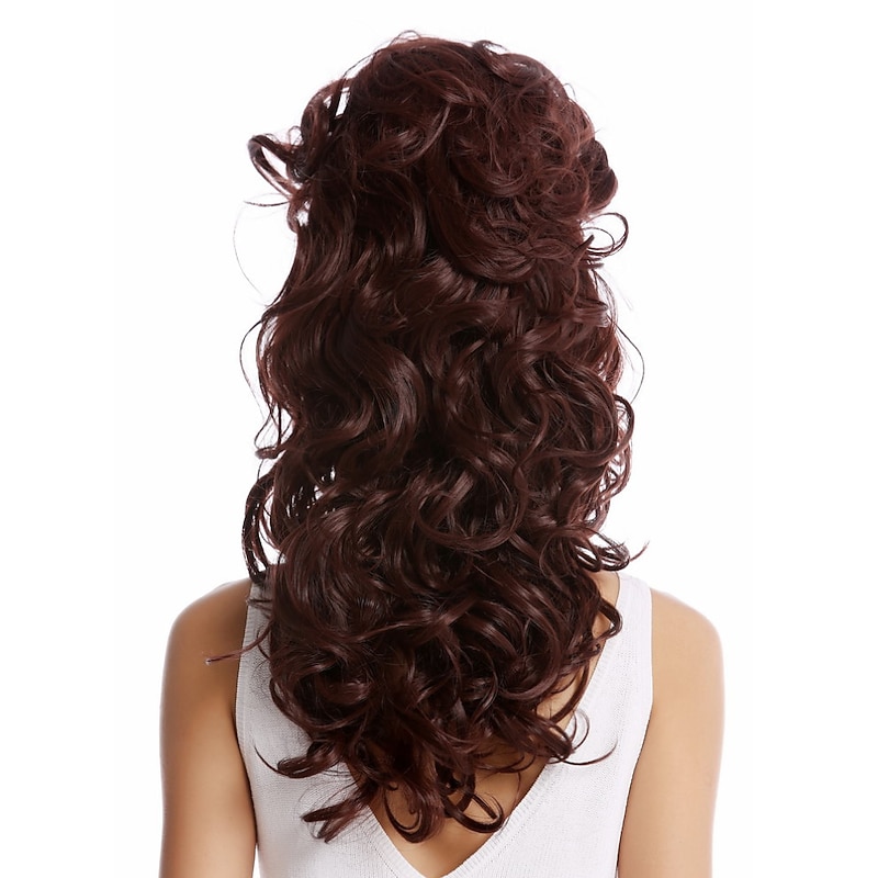 Lady Wig Baroque 60s Beehive Retro Bun Curly Long Mahogany Reddish Brown Pop Singer Halloween Wigs3