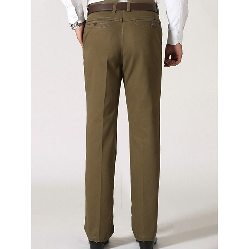 Men's Trousers Chinos Chino Pants Pocket Straight Leg Plain Comfort Breathable Outdoor Daily Going out Fashion Casual Black Army Green4