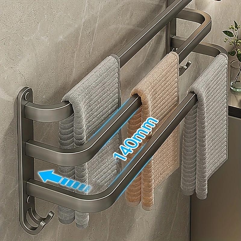 1pc Space-Saving Wall Mounted Towel Rack - Aluminum Shower Room Holder for Bathroom Towels and Washroom Storage3