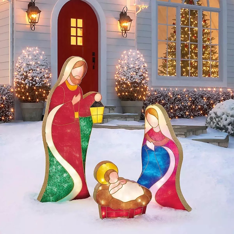 Christmas Decoration Christmas Glowing Nativity Scene Manger Scene Garden Fromt Yard Decoration Christmas Easter Ornaments2