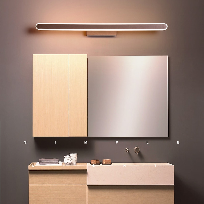 LED Mirror Headlights Coffee Colored Bathroom LED Modern and Minimalist Nordic Bathroom Household Mirror Cabinet Creative Dressing Table Makeup Lighting Fixtures AC110V AC220V4
