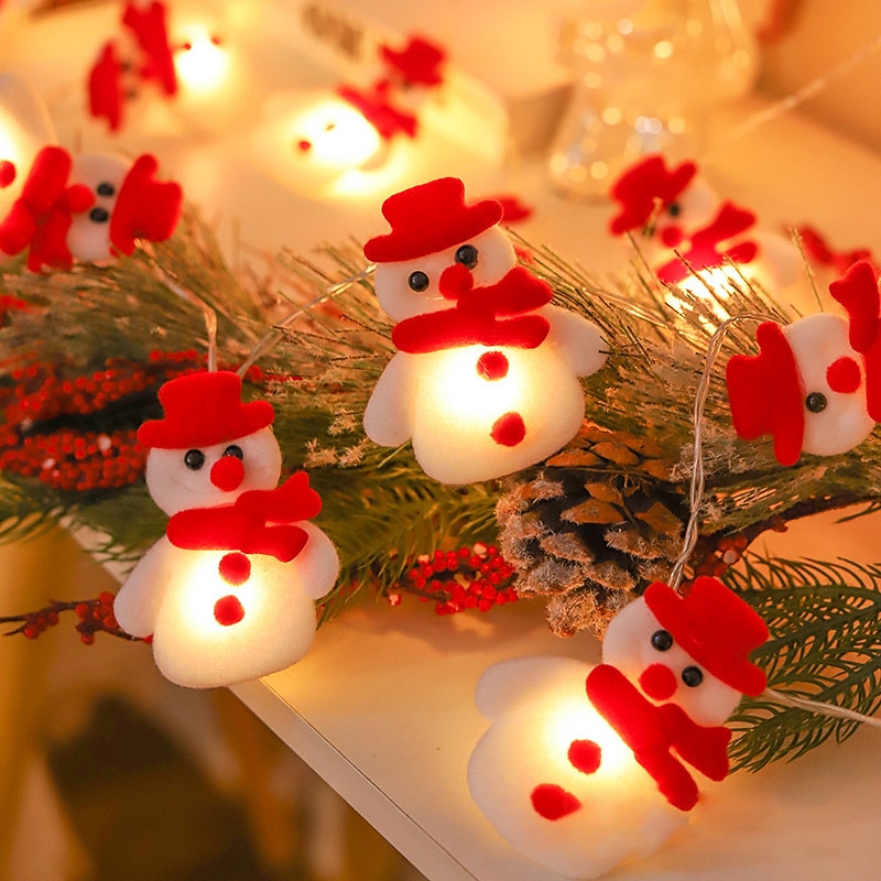 Christmas Snowman String Lights Elk Fairy Lights 1.5m 10LEDs Battery Powered Xmas Party Home Garden Tree Window Decoration Wreath Lights2