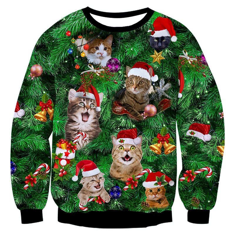 Christmas Santa Claus Cat Hoodie Cartoon Manga Anime 3D Print 3D Graphic For Couple's Men's Women's Adults' Christmas Carnival 3D Print3