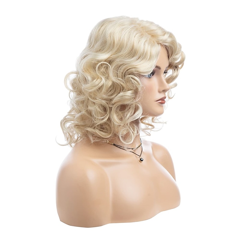 Short Curly Blonde Wig for Women Soft Synthetic Heat Resistant Party Costumes Halloween Wigs4