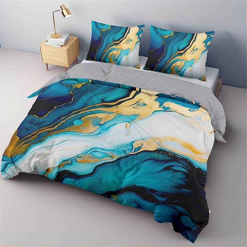 Marble Pattern Duvet Cover Set Set Comforter Cover Set Cotton Bedding Set Soft 2/3-Piece Luxury Cotton Bedding Set Home Decor Gift King Queen Duvet Cover2