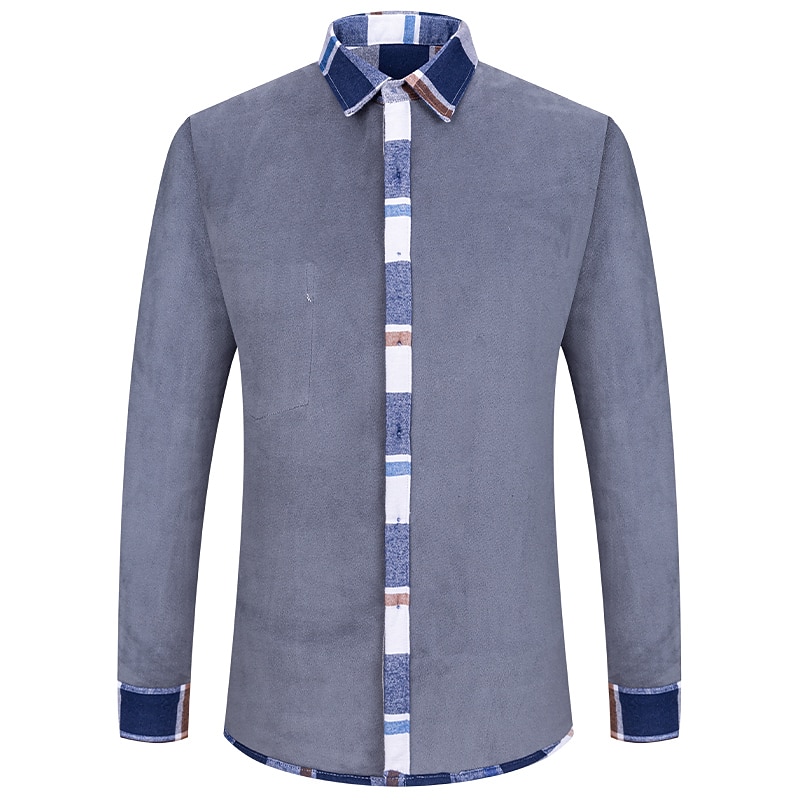 Men's Shacket Plaid / Striped / Chevron / Round Vacation New Year Light Blue Navy blue+white Yellow Red Long Sleeve Classic Collar Fall / Winter Clothing Apparel Print3