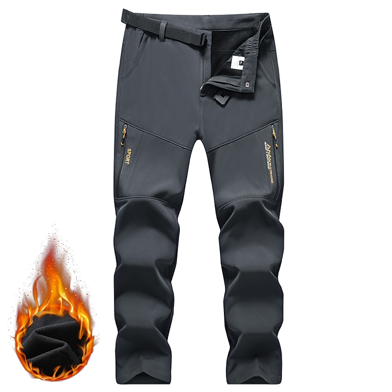 Men's Cargo Pants Softshell Pants Winter Pants Track Pants Hiking Pants Zipper Pocket Solid Color Waterproof Windproof Full Length Outdoor Camping & Hiking Fashion Casual Black Army Green2