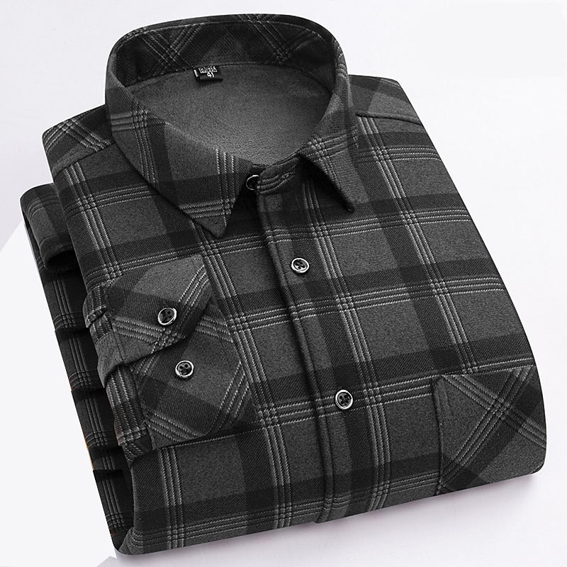 Men's Shacket Plaid / Striped / Chevron / Round Vacation New Year Dark Red Yellow Red Blue Long Sleeve Classic Collar Fall / Winter Clothing Apparel Print2