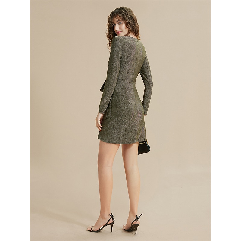 Elegant Lace Up Sparkle Mini Dress Wrap Dress2