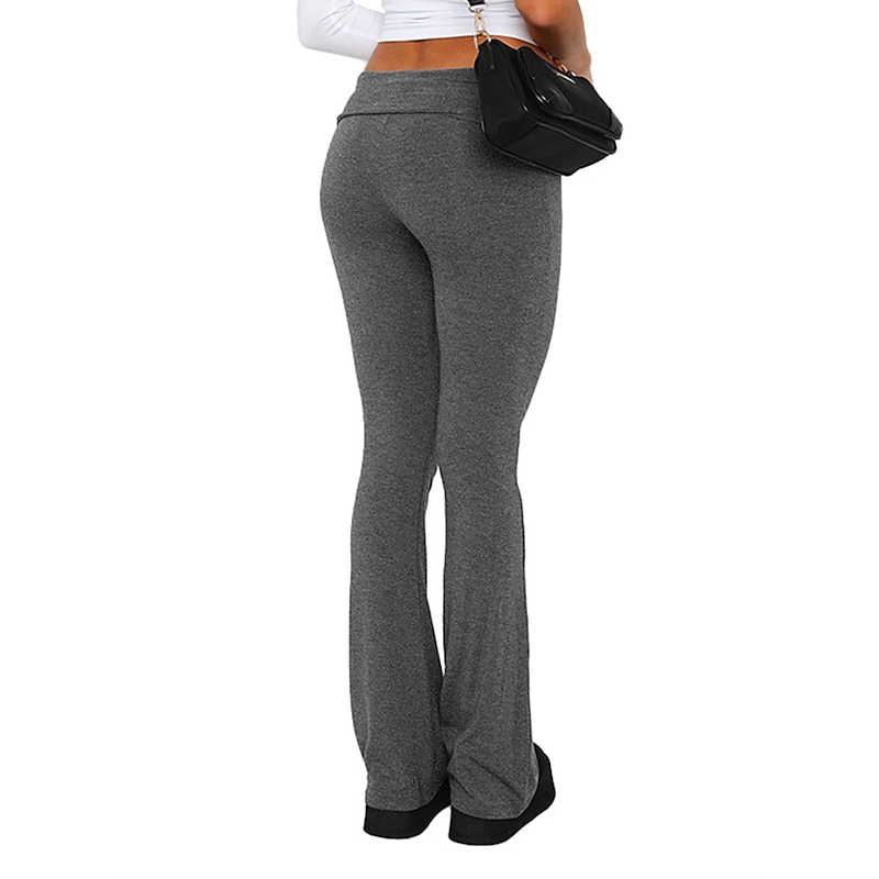 Women's Bell Bottom Pants Trousers Cozy Leggings Active Fashion Streetwear Full Length Low Waist Plain Breathability Soft Comfortable Micro-elastic Outdoor Street Daily Light Gray Dark-Gray Dark Pink3