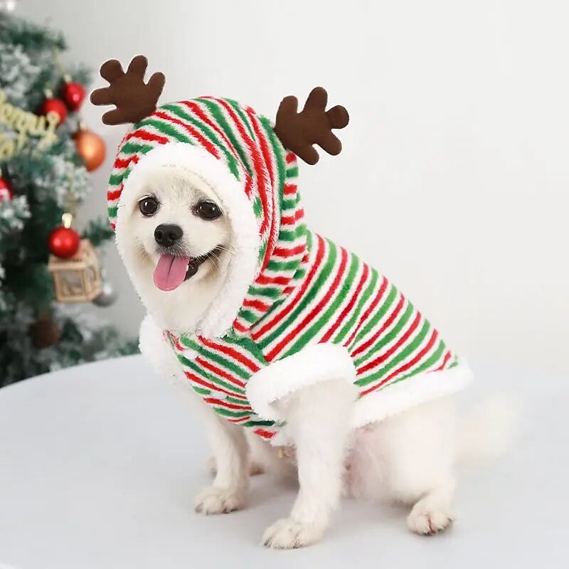 Dog Cat Hoodie Christmas Costume Christmas Outfit Party Funny Winter Warm Breathable Soft Washable Comfortable Christmas Outdoor Casual Daily Dog Clothing for Bichon Frise Pomeranian Baby Pet