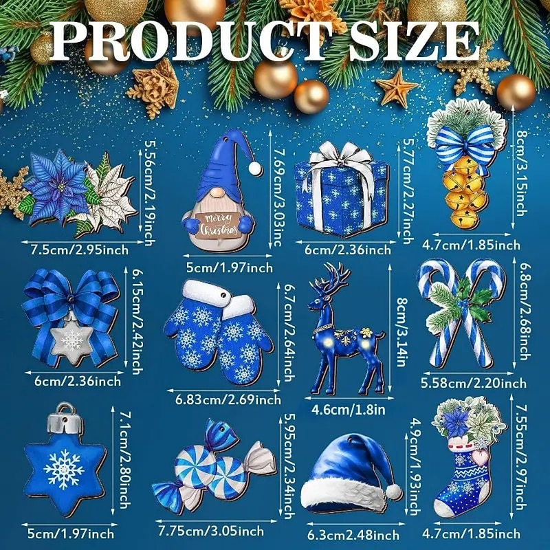 24pcs Christmas Tree Ornaments Xmas Handcrafted Wooden Old Man Pendant - Perfect for Outdoor Festivals Birthday Parties and Home Decor (with Rope)4