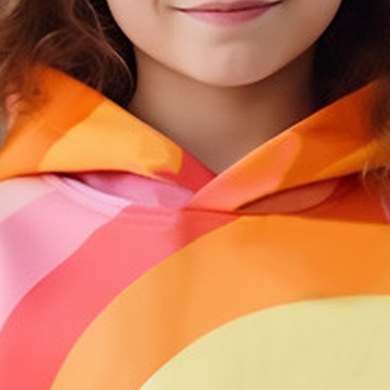Girls' 3D Rainbow Hoodie Pullover Long Sleeve 3D Print Fall Winter Active Fashion Cute Polyester Kids 3-12 Years Hooded Outdoor Casual Daily Regular Fit4