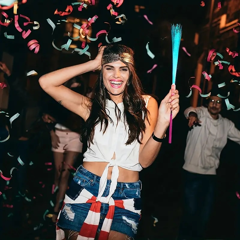 5/12pcs Color Fiber Optic Glow Stick Led Bar Festival Party Wedding Props Led Glow Stick Concert Fiber Optic Stick Party Decor Party Supplies3