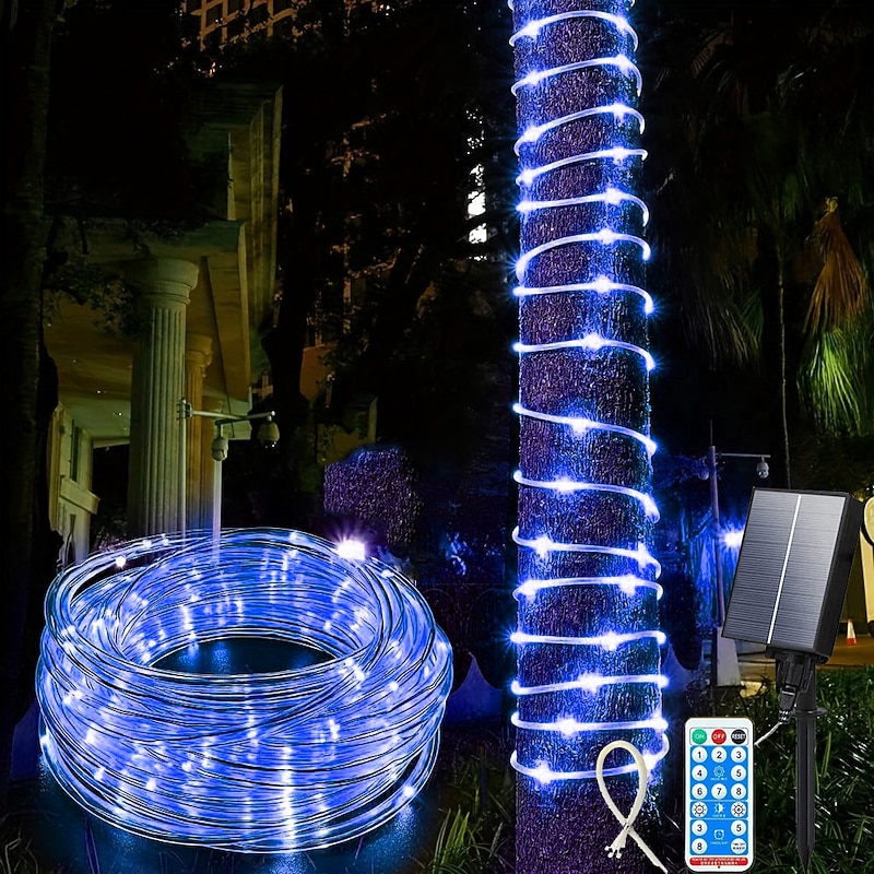 Solar LED Rope Light Outdoor Waterproof with Remote Control, 50M-500Led/100M-1000Led String Light, 8 Modes Extra Long Fairy Lights with Timer  Suitable for Outdoor Camping Garden Terrace, Courtyard2