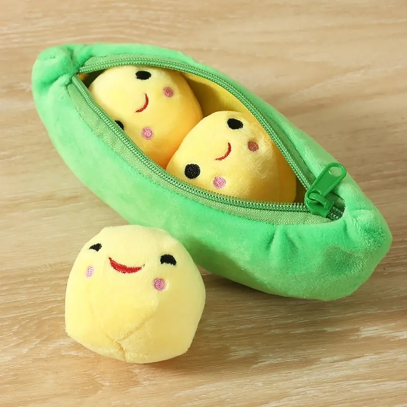 Adorable 1pc Cartoon Pea Pod Plush Toy - Perfect for Small and Medium Dogs!3