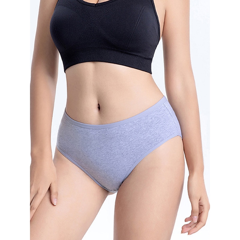 Women's Panties Pure Color Undergarments Comfort Home Daily Bed Cotton Breathable Elastic Waist Summer Spring Home Outfits