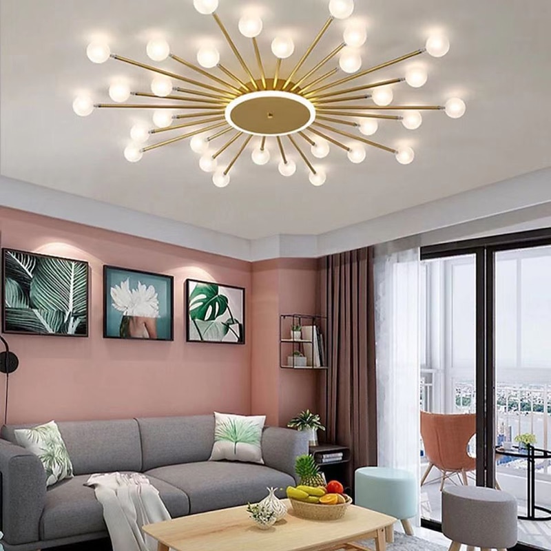Modern Semi-recessed Ceiling Lamps 18 Head 24 Head 36 Head Ceiling Lamps Glass Globe G4 Base LED Chandelier Suitable for Kitchen Living Room Dining Room Bedroom Corridor AC110 AC220V4