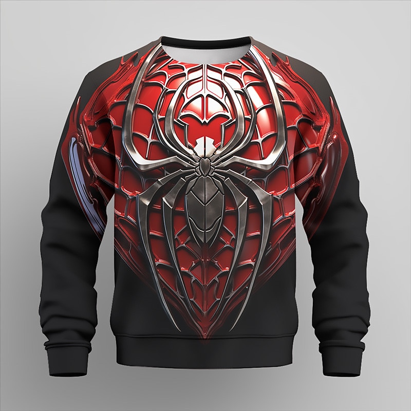 Boys 3D Spider Sweatshirt Pullover Long Sleeve 3D Print Fall Winter Fashion Streetwear Cool Polyester Kids 3-12 Years Outdoor Casual Daily Regular Fit2