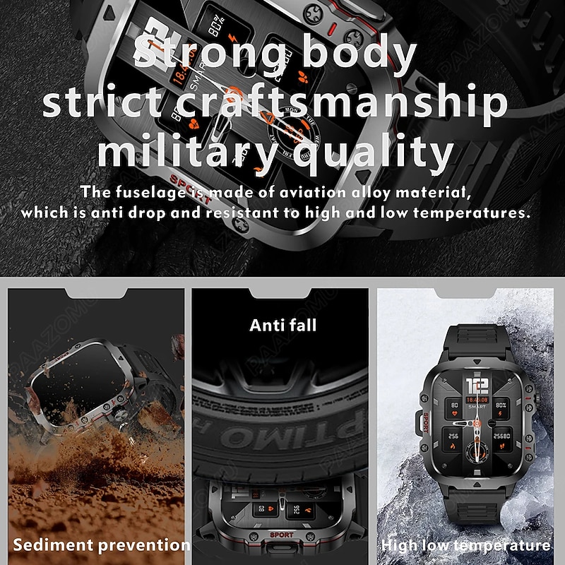 iMosi QX11 Smart Watch 1.96 inch Smartwatch Fitness Running Watch Bluetooth Pedometer Call Reminder Activity Tracker Compatible with Android iOS Women Men Hands-Free Calls Waterproof Media Control4