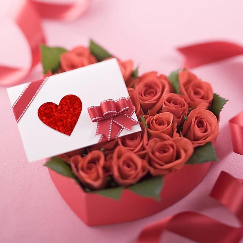 500Pcs/roll Sparkle Heart Stickers Red Love Scrapbooking Adhesive Sticker For Valentines Day Wedding Gift Box Bag Decoration Birthday Mother's Day Women's Day White Valentine's Day Gift3