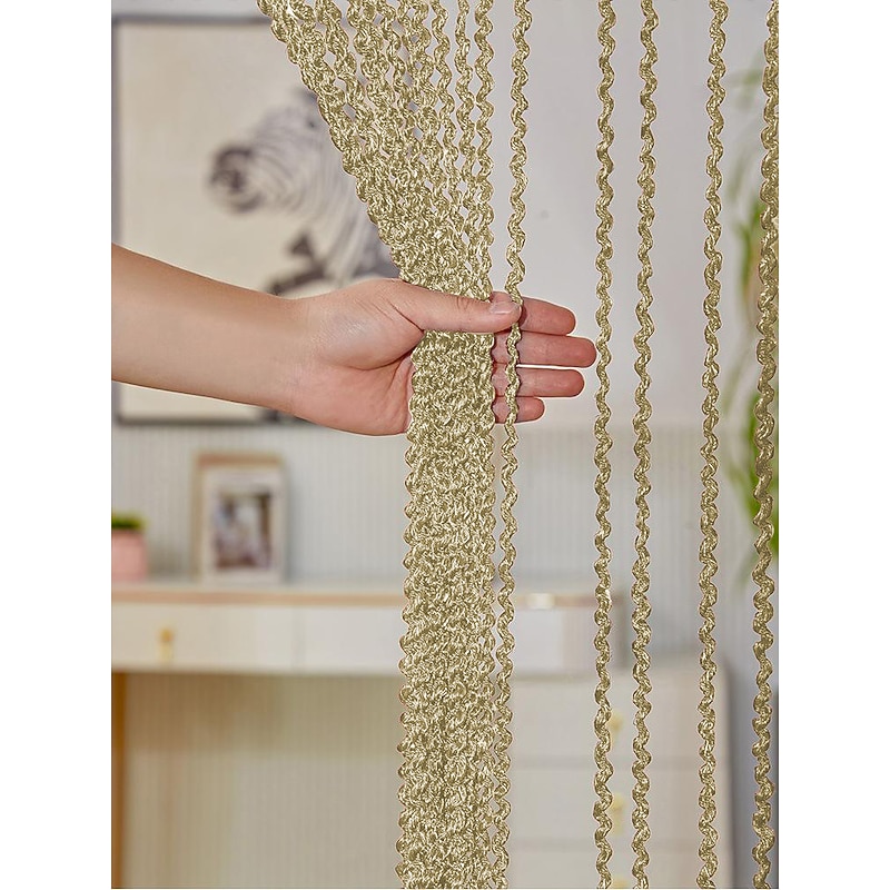 Black Beaded Curtains String Curtain Doorway Curtain Tassels Beaded Curtain, Boho Macrame Sliding Door Curtain Wedding Tapestry Decoration, Room Divider for Pergola Outdoor Patio3